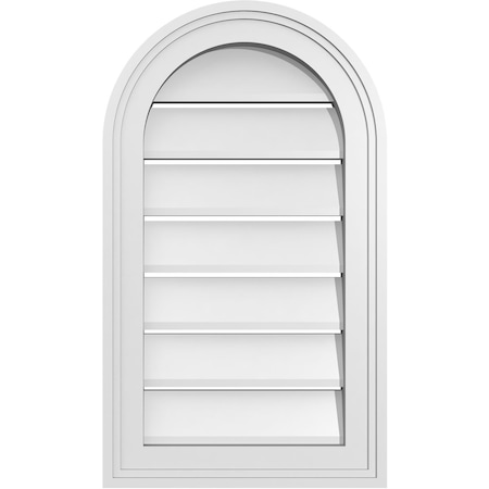 Ekena Millwork Round Top Surface Mount PVC Gable Vent: Functional, w/ 2"W x 1-1/2"P Brickmould Frame, 14"W x 24"H GVPRT14X2402SF